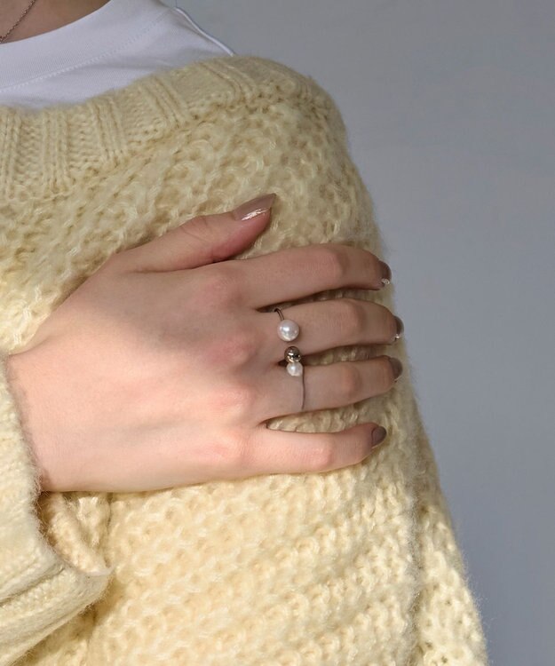 Phoebe 【金属アレルギー対応】ミックスドットリング　シルバー/ニッケルフリー/パール シルバー