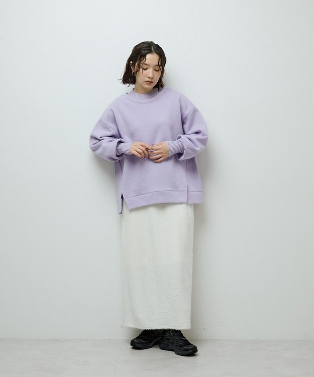 Green Parks リブドッキング裏起毛プルオーバー Purple