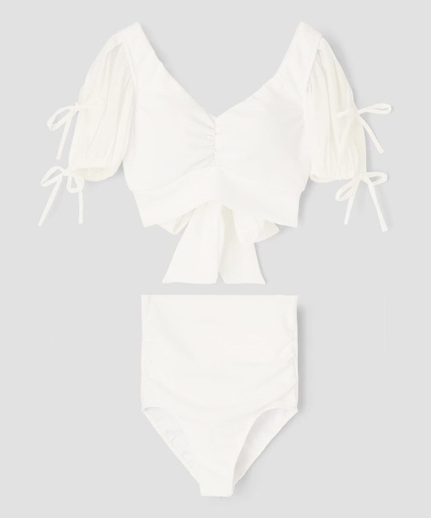 San-ai Resort（三愛水着楽園） 【San-ai Resort×PEACH JOHNコラボ】【ナイスバディ水着】パフスリーブワイヤービキニ　9M・11L　【San-ai Resort（サンアイリゾート）】 ホワイト