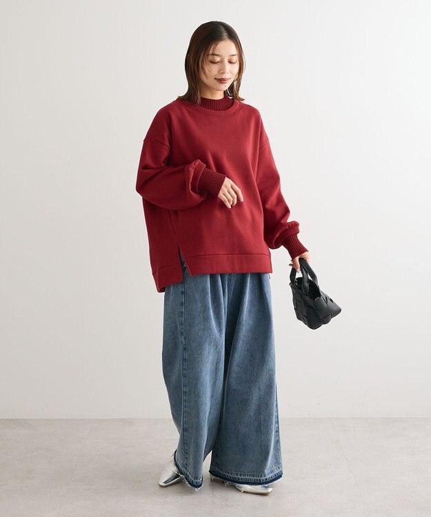 Green Parks リブドッキング裏起毛プルオーバー Red