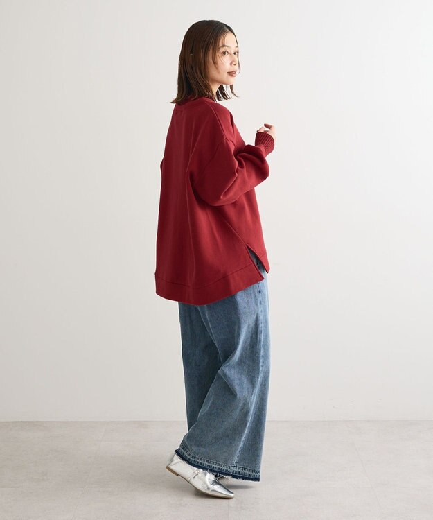 Green Parks リブドッキング裏起毛プルオーバー Red