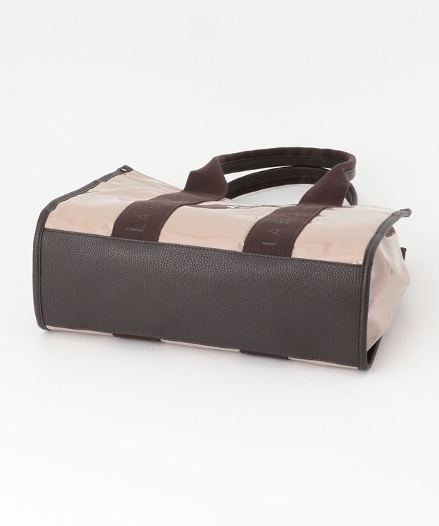 LA BAGAGERIE ソフトエナメル　ロゴテープトートバッグ　Lサイズ グレージュ