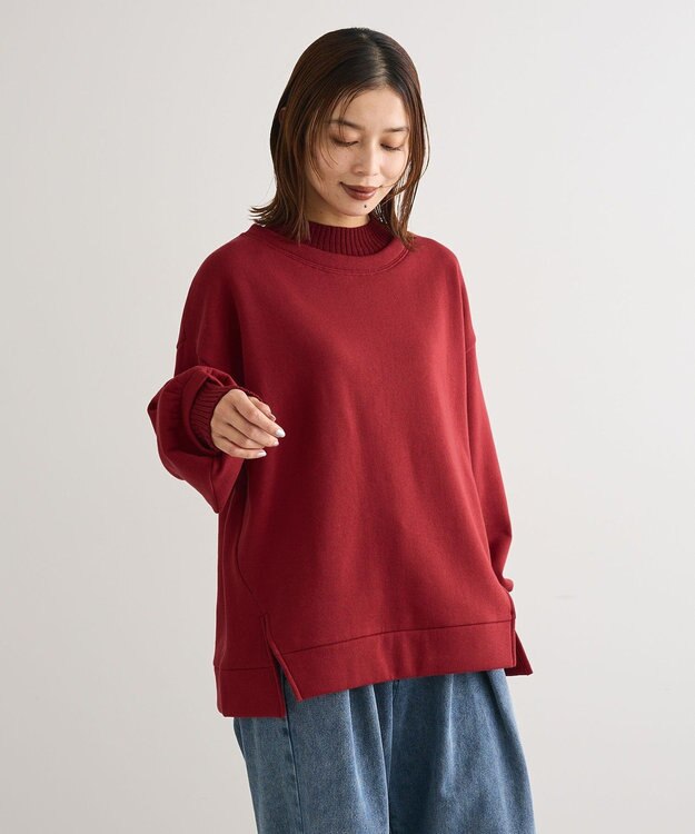 Green Parks リブドッキング裏起毛プルオーバー Red