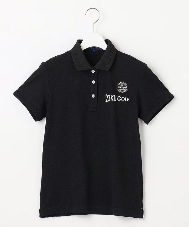 23区GOLF 【WOMEN】【吸水速乾/UVケア】ハニカムカノコ半袖ポロシャツ シンプルながらも機能的 ブラック系