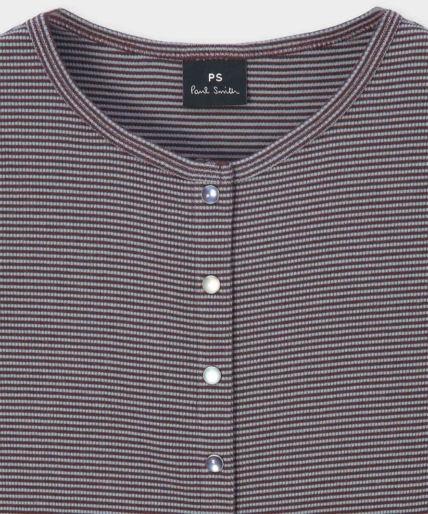 Paul Smith ボーダー ハーフスリーブ カーディガン ボルドー