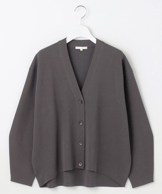 自由区 【洗える】ドライコットンハイゲージニット カーディガン スレート