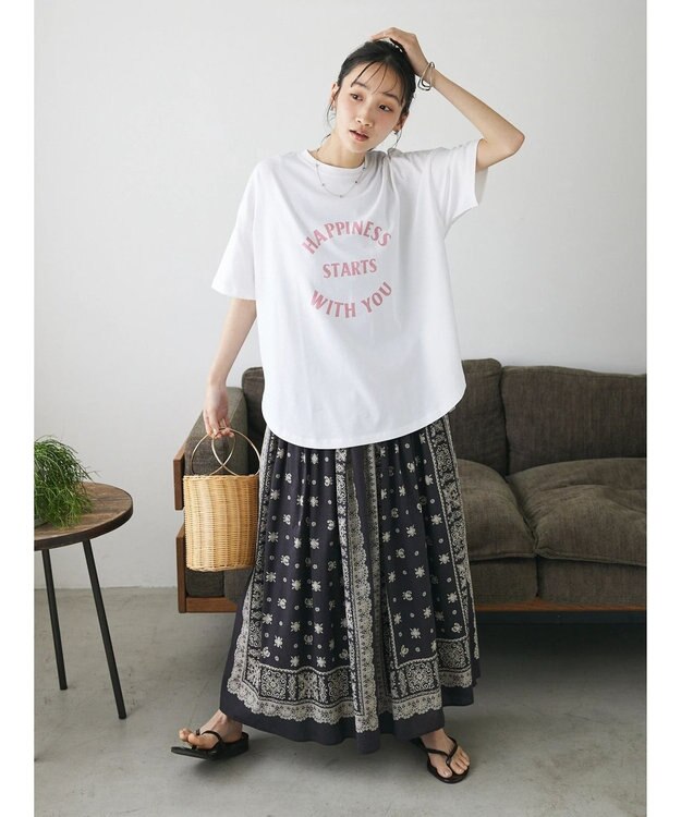 CRAFT STANDARD BOUTIQUE シルケット天竺　ロゴＰＴ裾ラウンドチュニックＳ／Ｓ Off White