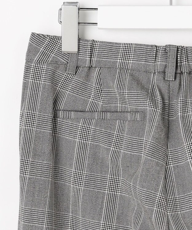 J.PRESS LADIES L アルガンシルク チェック テーパード パンツ ライトグレーチェック系