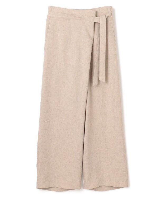BEIGE， 【洗える】CAROLE / リネンライクラップワイドパンツ Sand