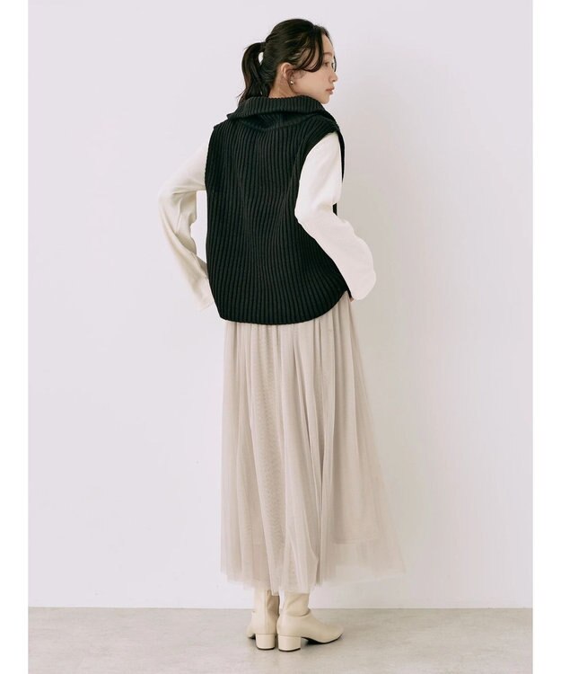 earth music&ecology ハーフジップニットベスト Black