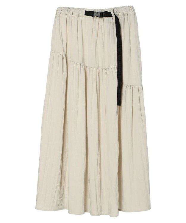 CRAFT STANDARD BOUTIQUE ガチャベルトティアードスカート Gray Beige