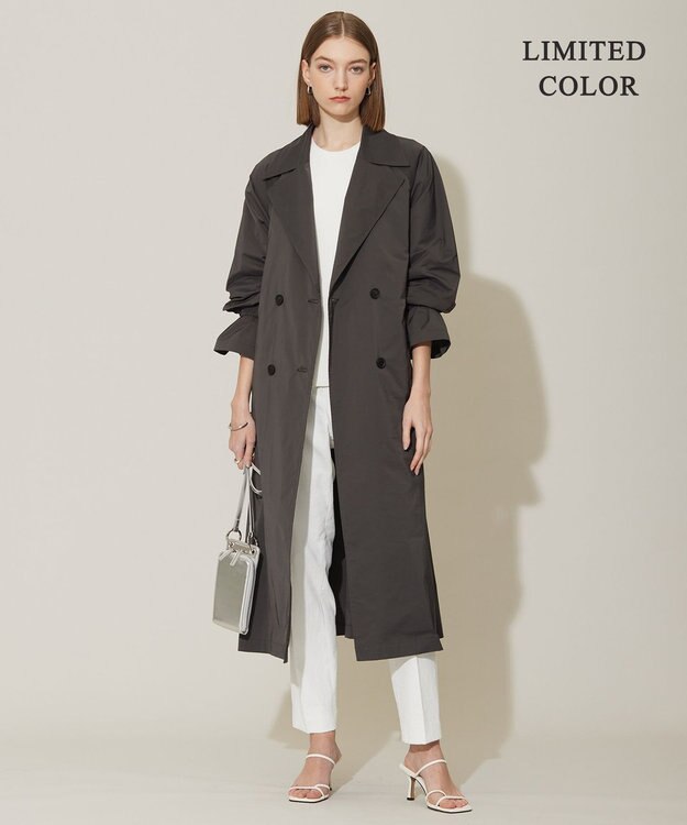 ICB 【撥水加工】 メモリーストレッチタフタ トレンチコート チャコール系［WEB＆一部店舗限定］