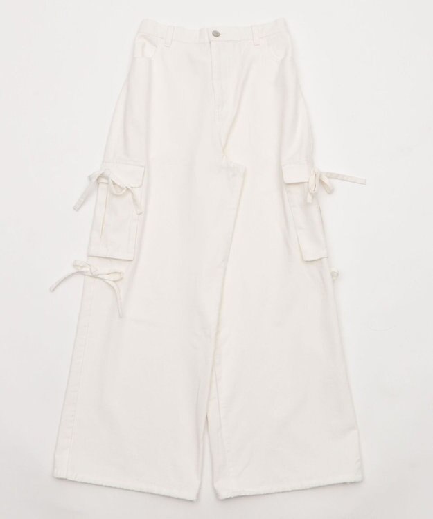 WEGO サイドリボンカーゴパンツ ホワイトアイボリー