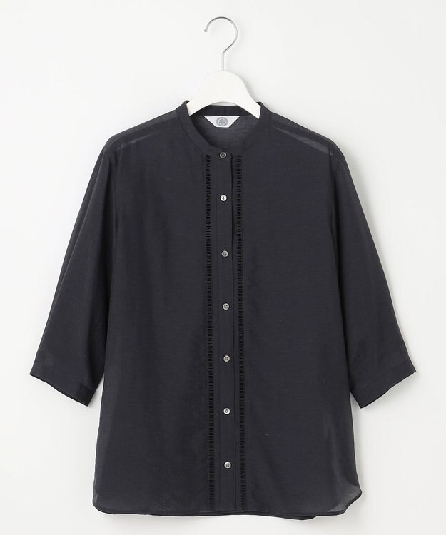 J.PRESS LADIES S 【WEB限定カラーあり・洗える】Sheer Vis リネン バンドカラー ブラウス 【WEB限定】ネイビー系