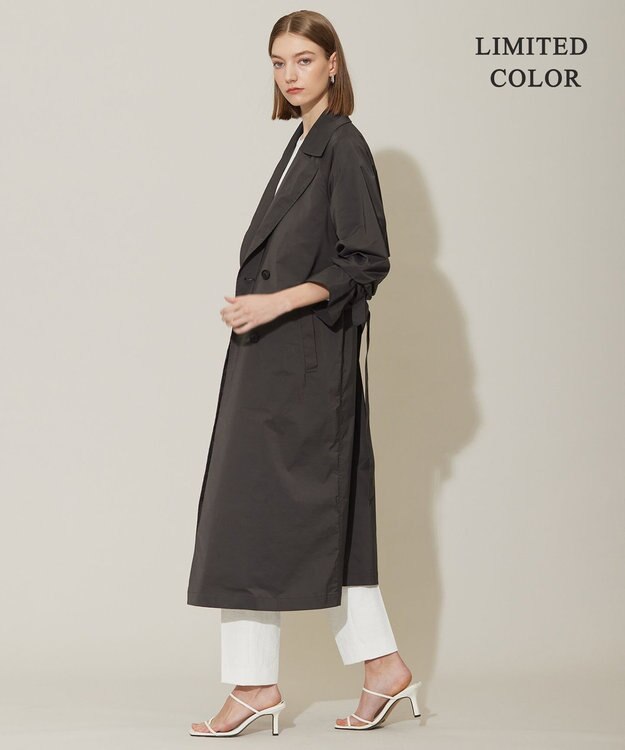 ICB 【撥水加工】 メモリーストレッチタフタ トレンチコート チャコール系［WEB＆一部店舗限定］