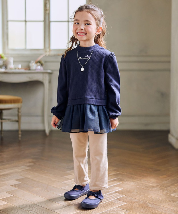 ANY KIDS 裏起毛 ネックレス トレーナー ネイビー