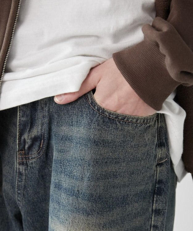 WEGO パラシュートデニムパンツ デニム淡加工色