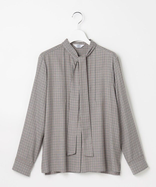 J.PRESS LADIES S サイロチェック ストライプ ブラウス ブラウンチェック系