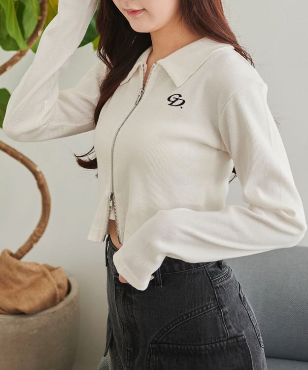 WEGO ヴィンテージライクWZIPトップス オフホワイト