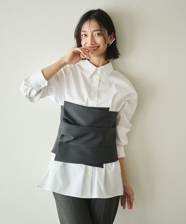 #Newans ビスチェレイヤーシャツ ホワイト×チャコール