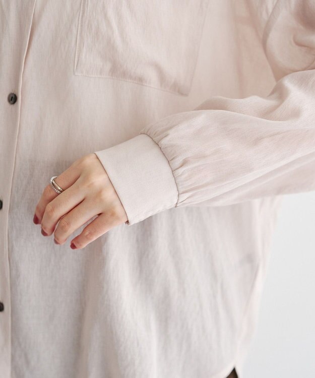 YECCA VECCA ドライタッチシアーバンドカラーシャツ Gray Beige