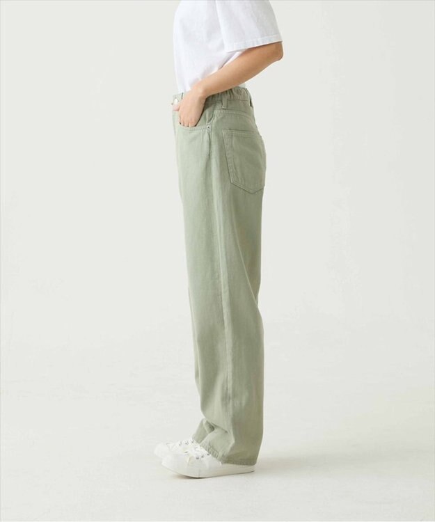 caqu color linen ankle boys アンクル丈ボーイフィットリネンデニム olive