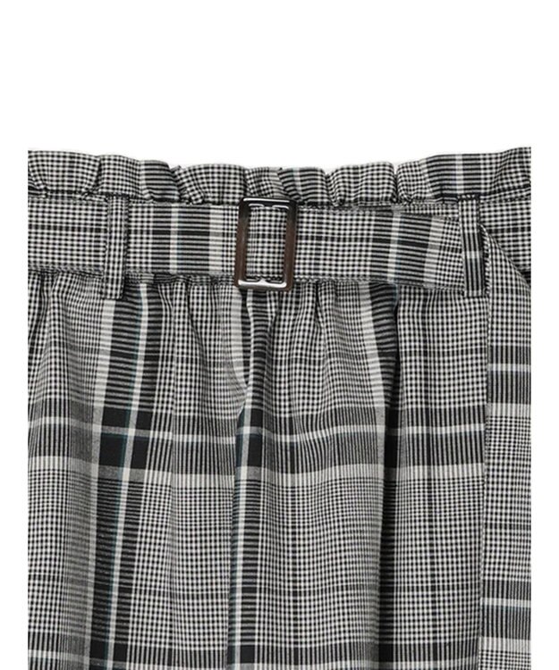 Green Parks 綿麻混バックルベルト付タイトスカート Check Black