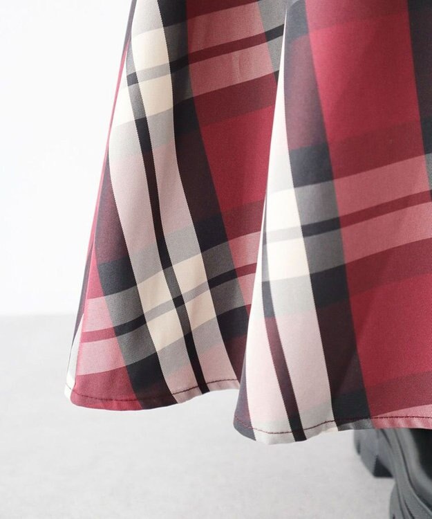 Green Parks ・ＳＵＧＡＲＳＰＯＯＮチェックドロストティアードスカー Bordeaux