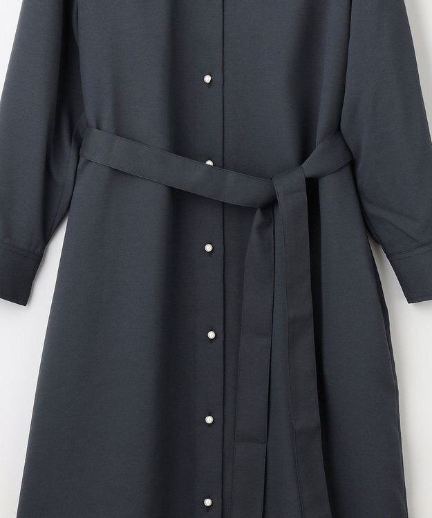 組曲 【サッシュベルト付き】パールボタンシャツワンピース ネイビー系