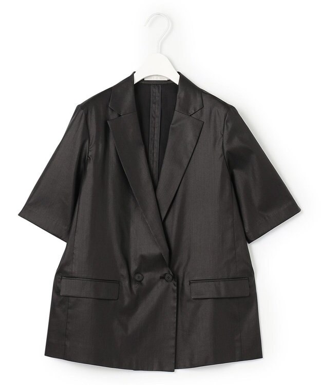 ICB 【接触冷感・洗える】エステルラミーチンツ ハーフスリーブジャケット ブラック系