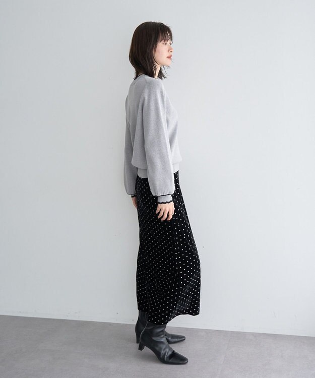 YECCA VECCA グリッタードットベロアナロースカート Black