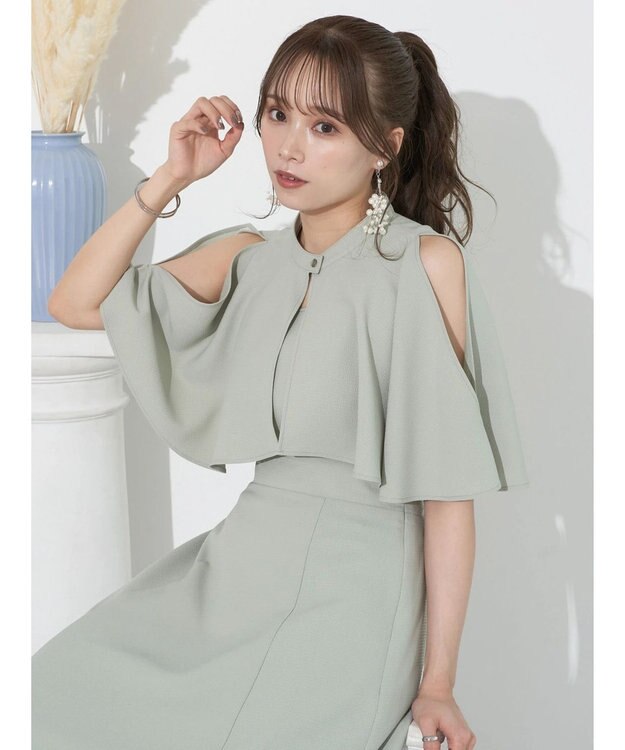 earth music&ecology ＳＥＴ２点ケープ＋キャミワンピース Black