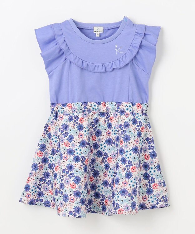 組曲 KIDS 【90-100㎝】サマーフラワー ワンピース ブルー