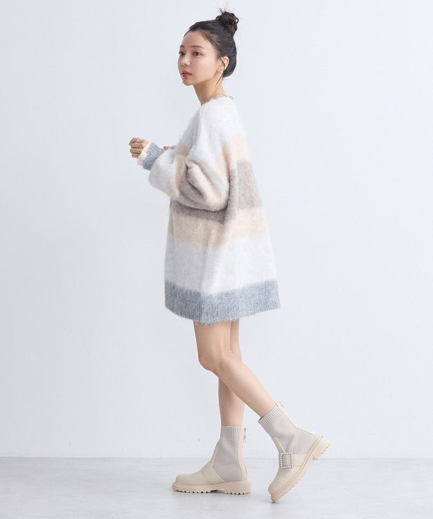 earth music&ecology グラデーション起毛ニットカーディガン Beige