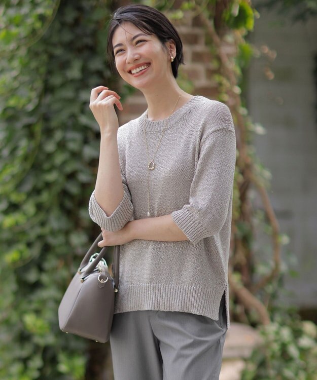 J.PRESS LADIES STARFALL ラメ ニット シルバーグレー系