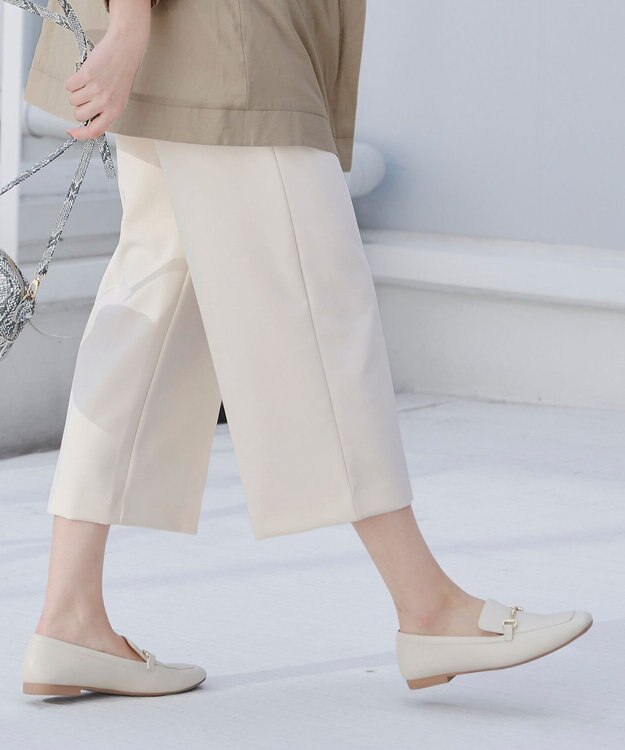 Tiaclasse L 【新色追加・洗える】センタープレスワイドパンツ アイボリー