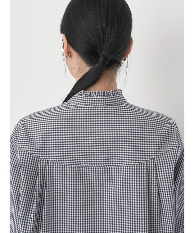 earth music&ecology スタンドフリルシャツ Gingham Check