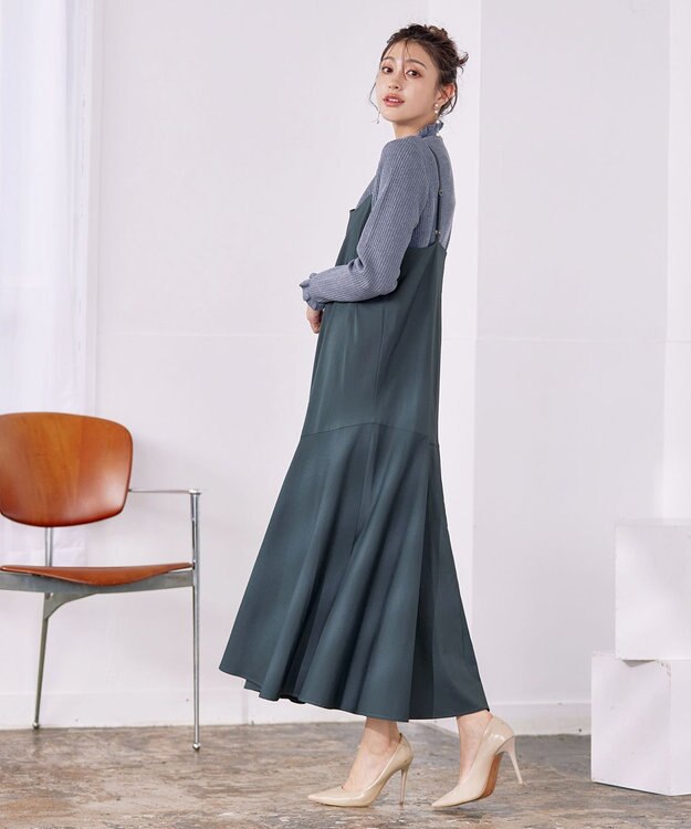 Tiaclasse 【洗える】アシンメトリーキャミワンピース スモークグリーン