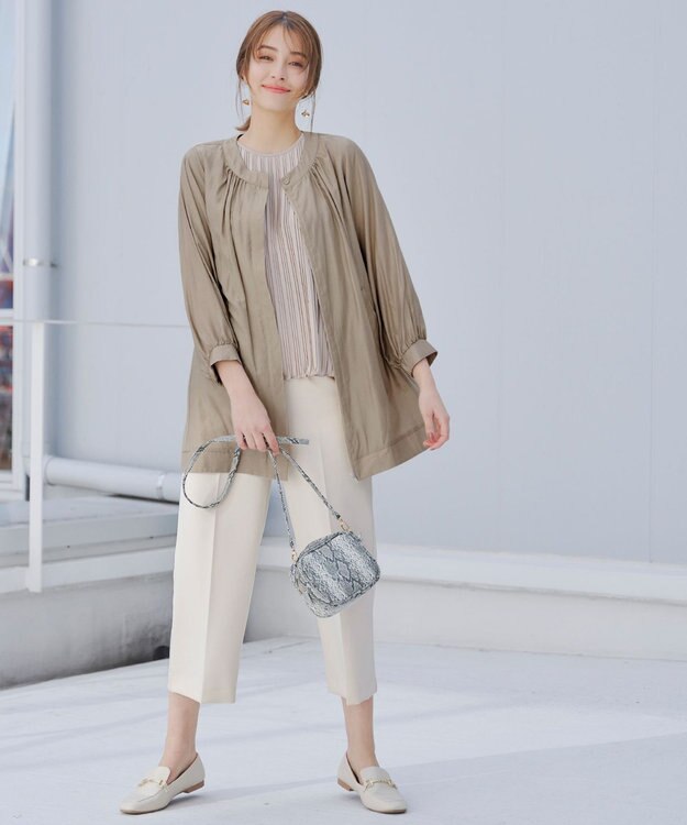 Tiaclasse L 【新色追加・洗える】センタープレスワイドパンツ アイボリー