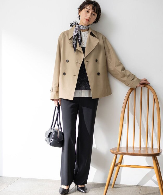 23区 L ストレッチダブルクロス フレアパンツ ブラック系