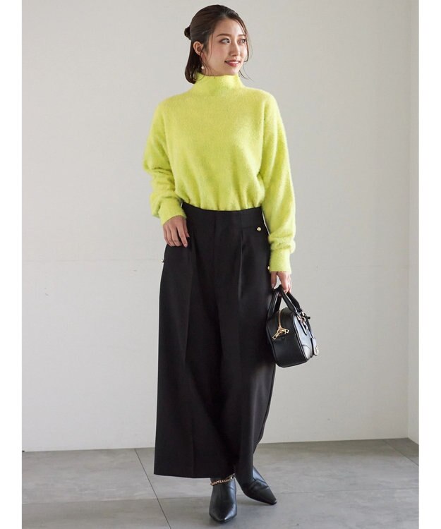 Te chichi ツイーディーワイドクロップトパンツ ブラック