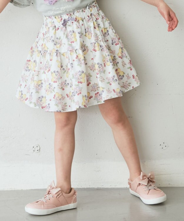 ANY KIDS 総柄スカパン ホワイト系×フルーツ