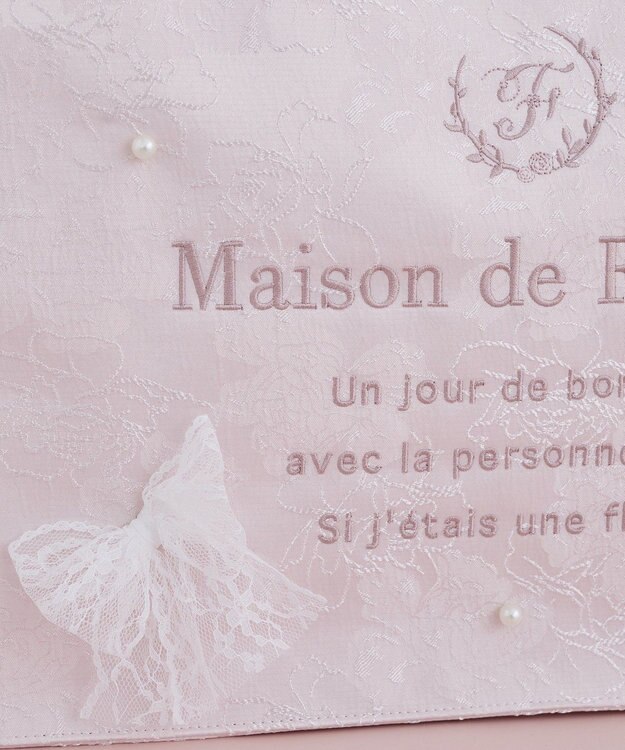 Maison de FLEUR レースリボンフリルハンドルスクエアトートMバッグ Light Pink