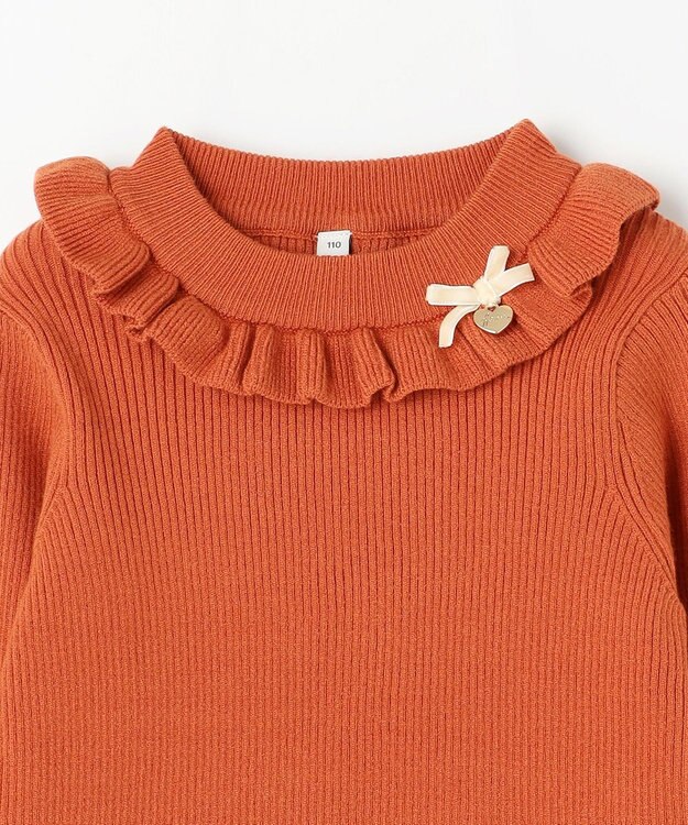 ANY KIDS 首フリル しあわせタッチ ニット オレンジ