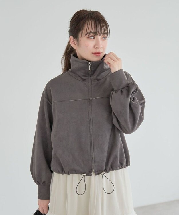 Green Parks スウェード調トラックジャケット Charcoal Gray