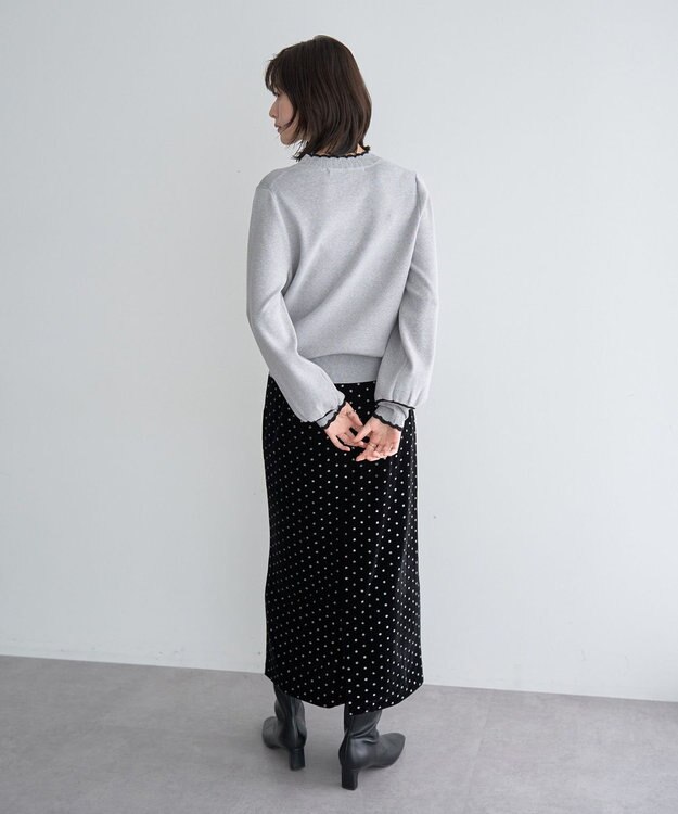 YECCA VECCA グリッタードットベロアナロースカート Black