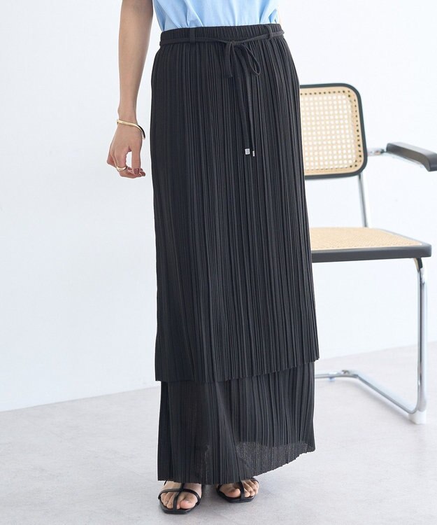 earth music&ecology プリーツレイヤードライクスカート Black