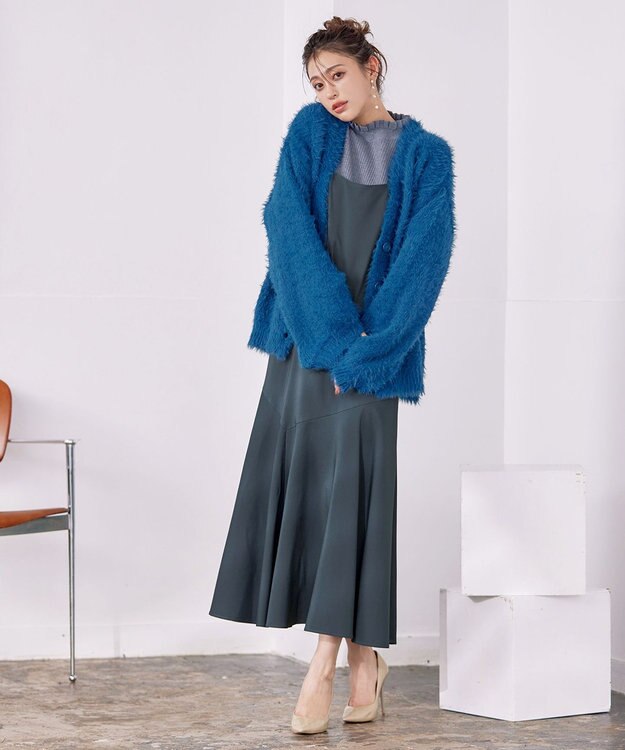 Tiaclasse 【洗える】アシンメトリーキャミワンピース スモークグリーン