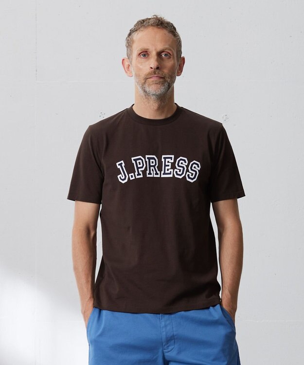 J.PRESS MEN アーチロゴ Tシャツ ブラウン系