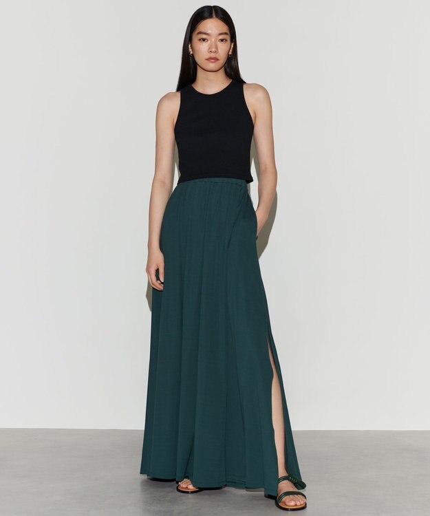 NAVE 【Nave 　洗える・接触冷感】ジャージースリットスカート グリーン系